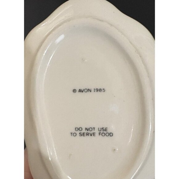 Vintage Easter 3 Piece Avon 1985 Ceramic Bunny & Floral Trinket Tray And Vase Se - Picture 6 of 11